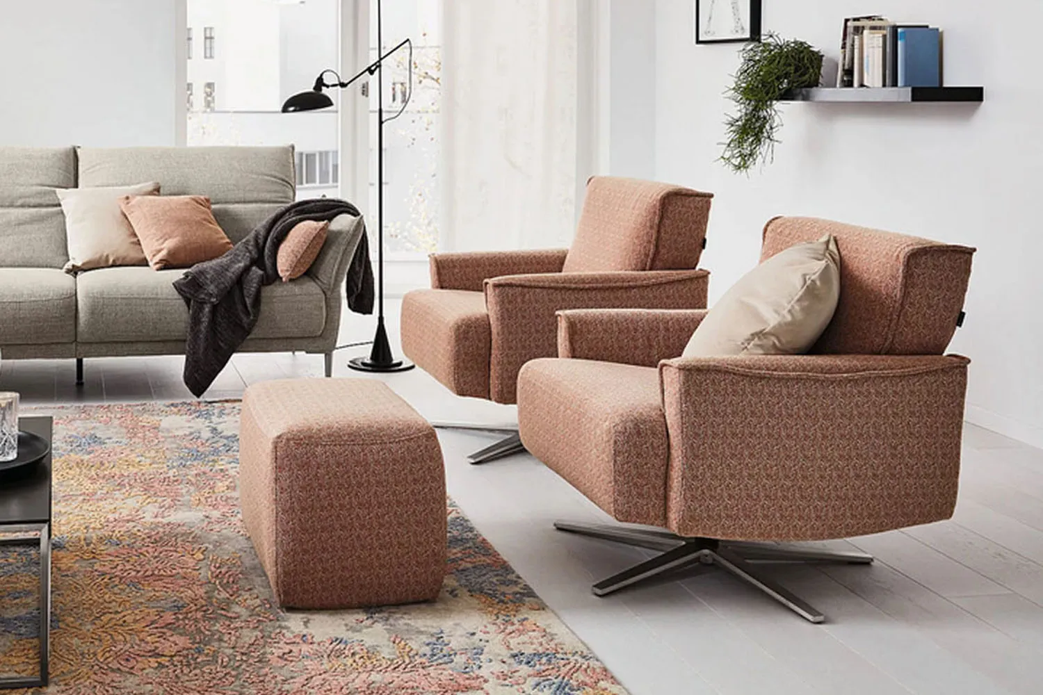 Musterring Stoff Sessel MR 9310 Queen Rosa mit Funktion | mit 