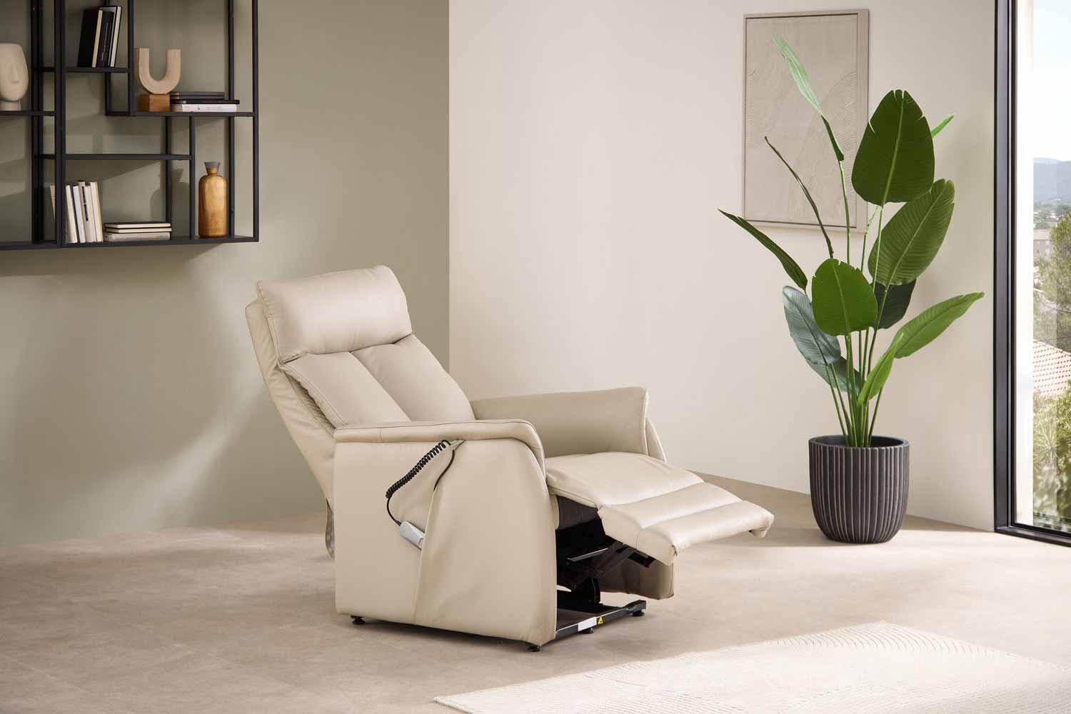 Relaxsessel mit 2-motoren Relaxfunktion und Aufstehhilfe Leder