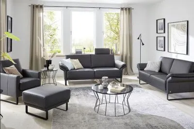 Musterring Leder Couchgarnitur MR 385 Anthrazit 2,5 Sitzer | ohne 